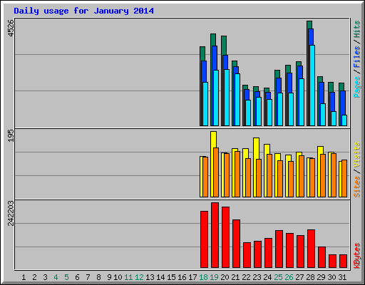 Daily usage for January 2014